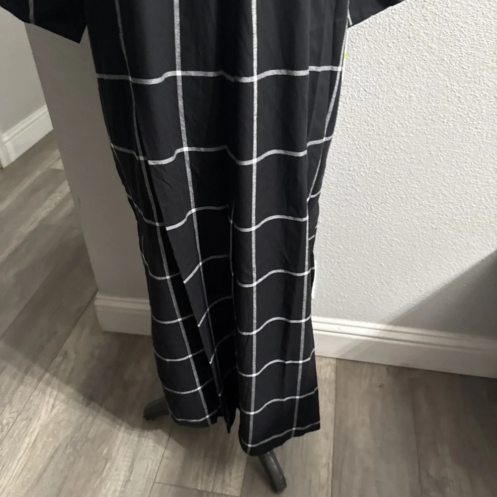 Donna Karan SleepWear Women's Black Plaid Woven Maxi Sleep‎ Shirt Medium NWT New